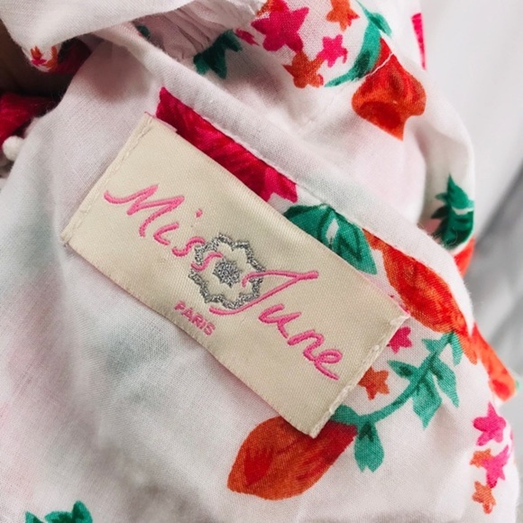 Miss June Flutter Ruffle Red Rose White Dress - Picture 3 of 7